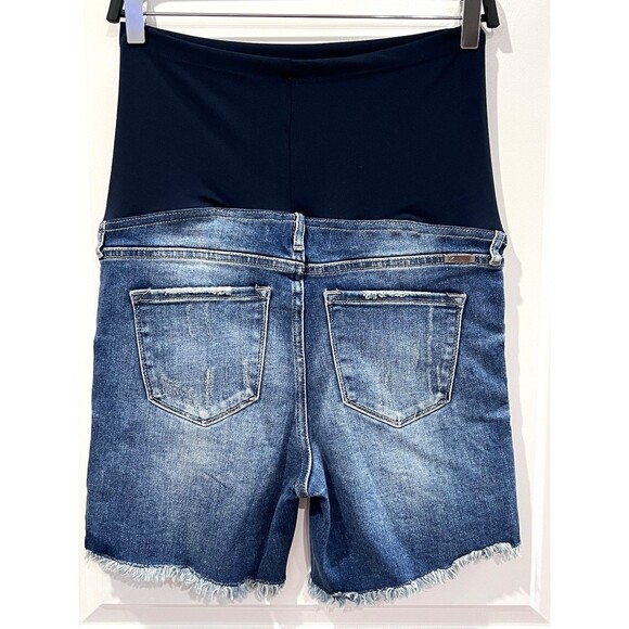 Kancan Maternity Stretch Shorts Blue Denim Distressed Full Belly Panel Sz 7/27 - Picture 10 of 14